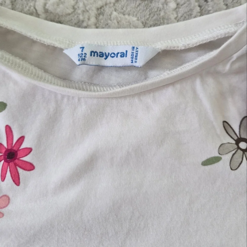 Mayoral Floral Applique Short Sleeved Crop Peplum Top